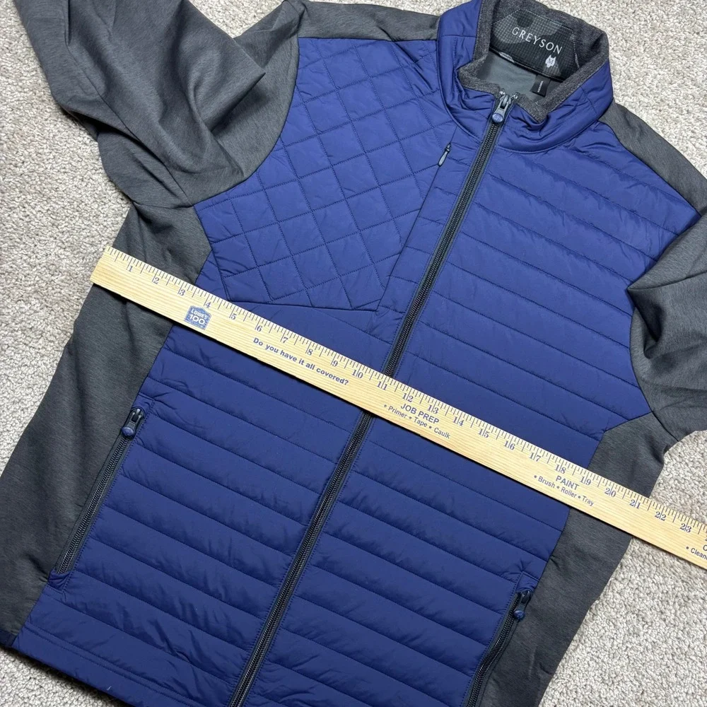 Greyson Yukon Hybrid Jacket Mens Medium Blue Gray Quilted Full Zip Golf Coat